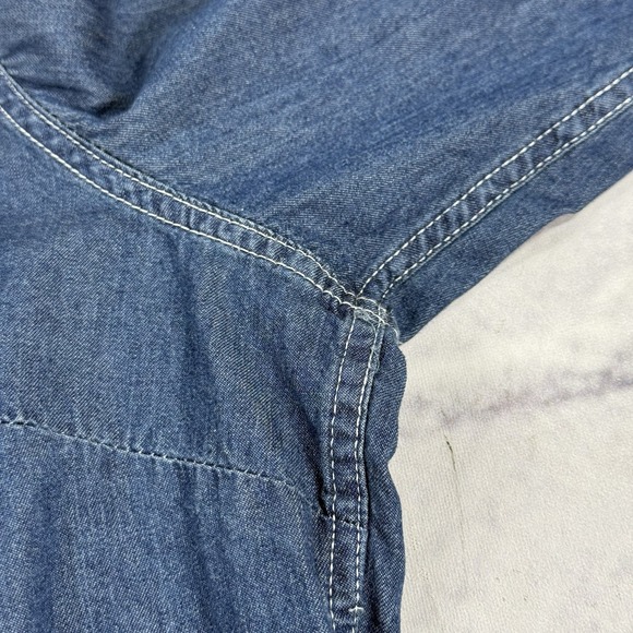 Panhandle Denim Shirt Womens XL Pearl Snap Blue Ombre Embroidered Cactus Aztec - Picture 14 of 16